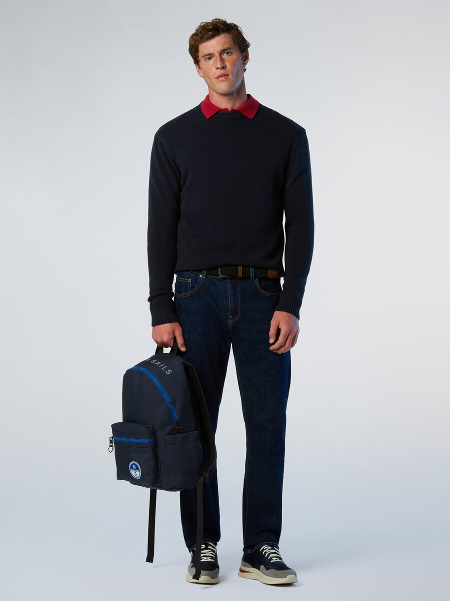 calça jeans listrada de denim reciclado