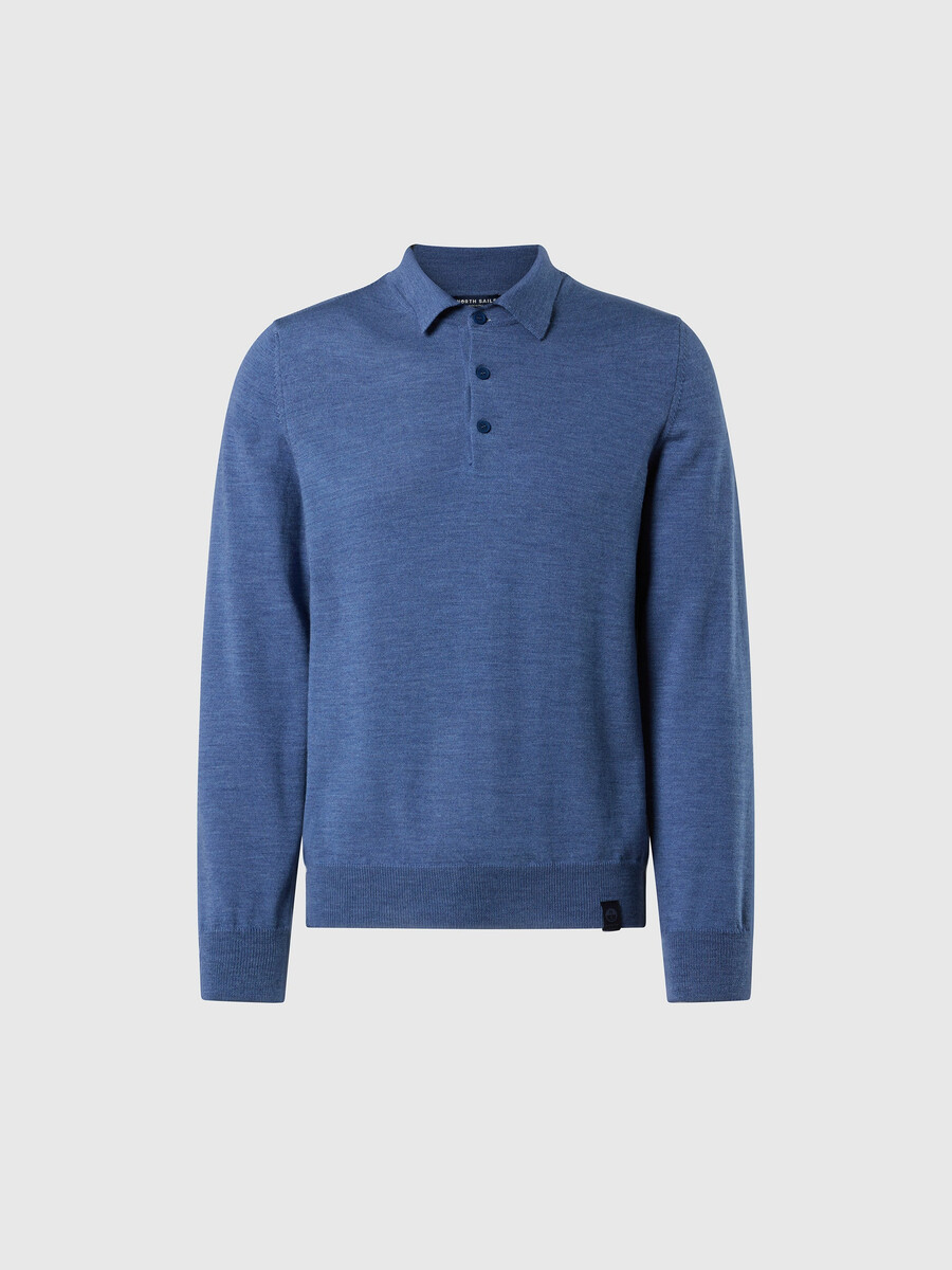 suéter polo de lã merino