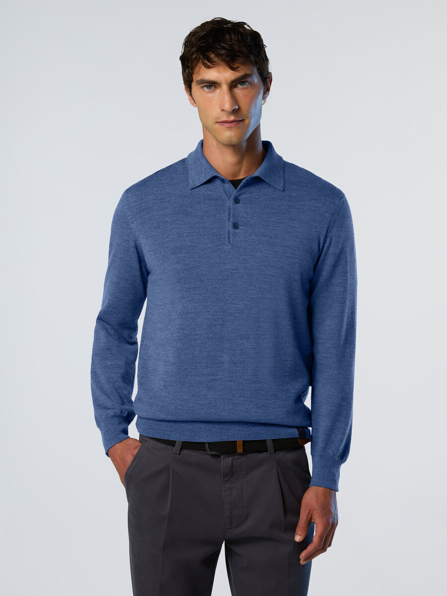 suéter polo de lã merino