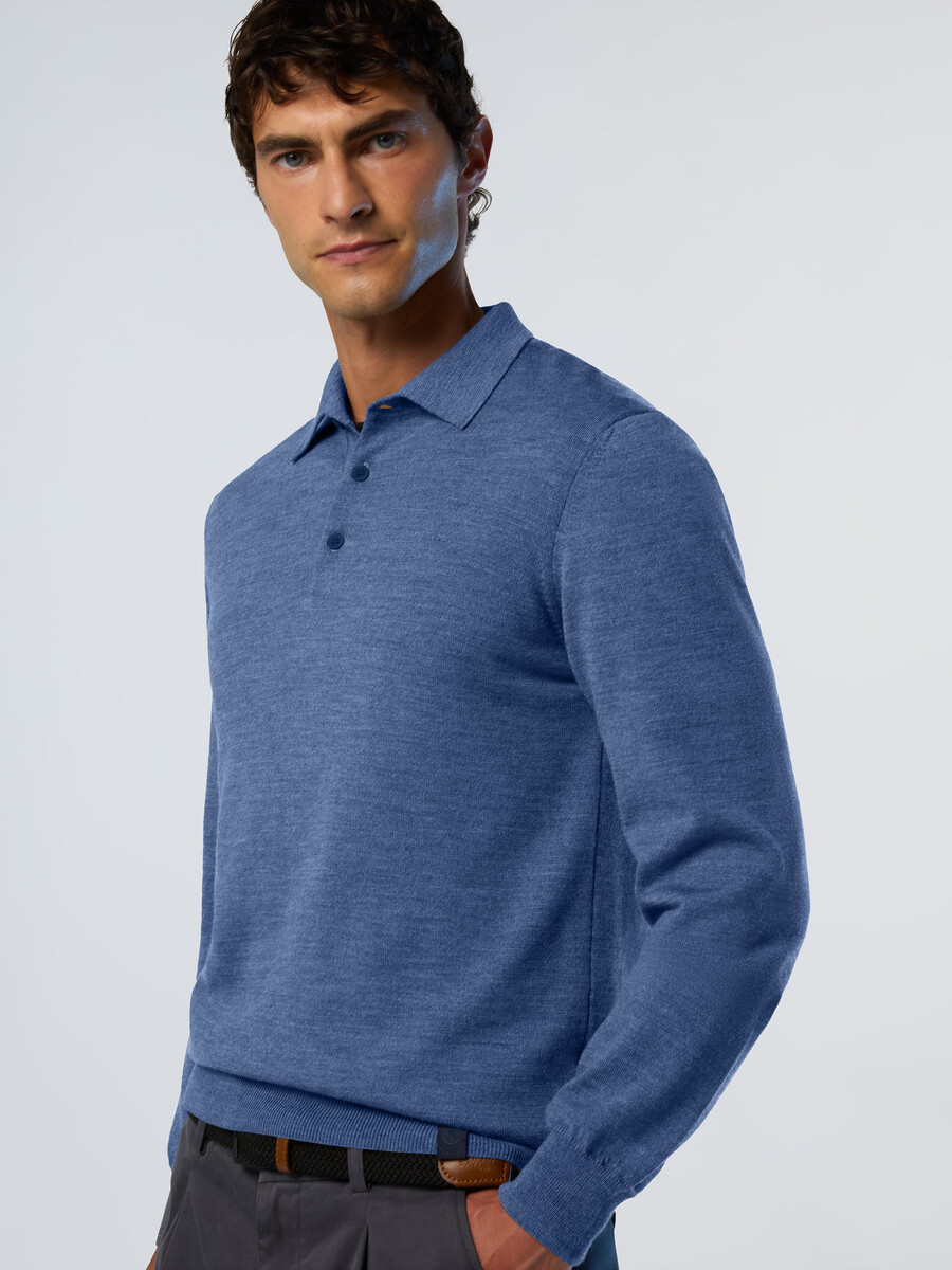 suéter polo de lã merino