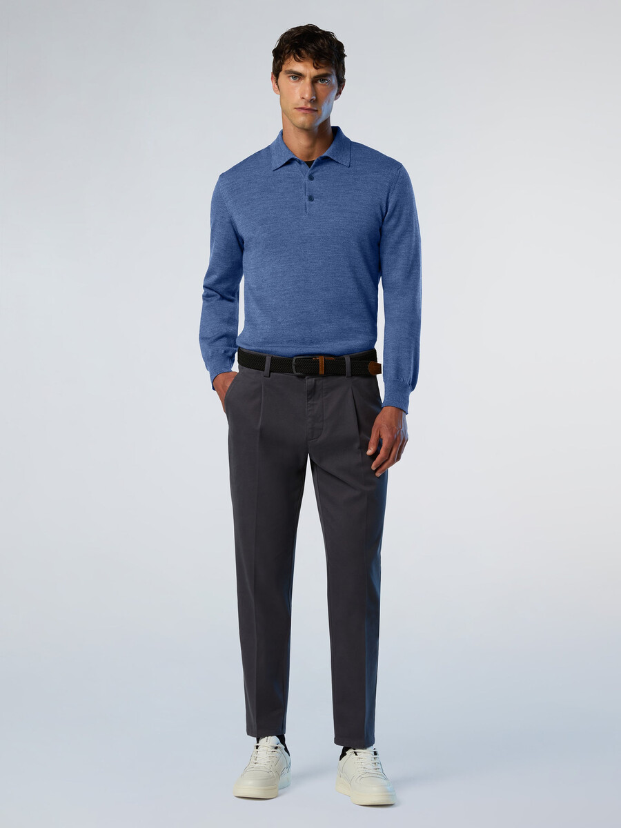 suéter polo de lã merino